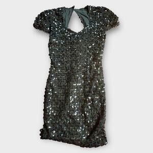 NWT Vintage 90s David Rose Beaded Dress Black Sequins Cocktail Flapper Size 6
